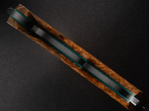 Reaver Custom | Amboyna Burl | Turquoise G-10 Liners | Bronze Pins | Seafoam Spine