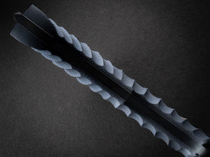 Reaver Custom | Scalloped Exposed Grain Black & Gray G-10 | Serrations | Bronze Pins
