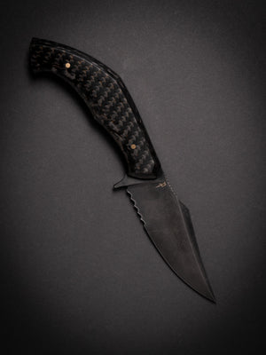 Reaver Custom | Carbon Fiber |  Serrations | Bronze Pins | Seafoam Spine