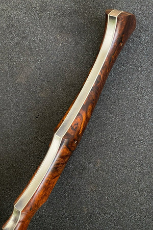 Blacktip Tomahawk | Desert Ironwood Burl | Ivory G10 Liners | Bronze Pins | Seafoam Spine