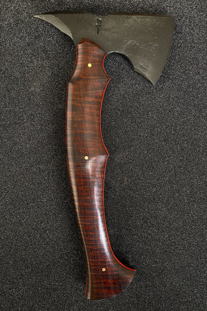 Blacktip Tomahawk | Western Myall | Red G10 Liners | Bronze Pins | Seafoam Spine