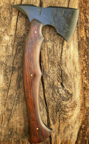 Blacktip Tomahawk Custom | Exposed Grain Ironwood | Bronze Pins | Acid Stonewash Spine