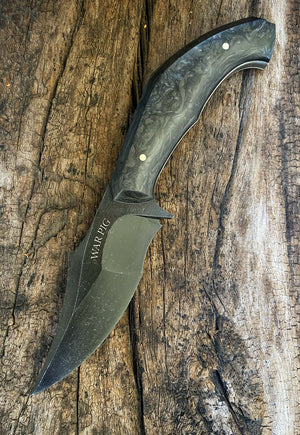 War Pig Custom | Marbled Carbon Fiber | White G10 Liners | Bronze Pins | Hand Rub Satin Finish Spines