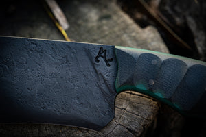 Founder Series 001: Brute De Forge Chopper- Vintage Micarta Liners|Scalloped Micarta Scales| Bronze Pins