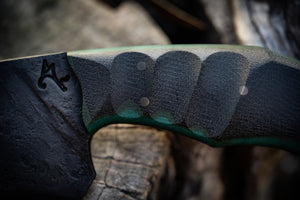 Founder Series 001: Brute De Forge Chopper- Vintage Micarta Liners|Scalloped Micarta Scales| Bronze Pins