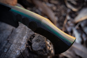 Founder Series 001: Brute De Forge Chopper- Vintage Micarta Liners|Scalloped Micarta Scales| Bronze Pins