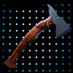 Blacktip Tomahawk Custom | Desert Ironwood | Blue G-10 Liners | Seafoam Spine | Bronze Pins
