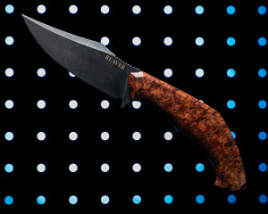Reaver Custom | Amboyna Burl | Seafoam Spine | Bronze Pins