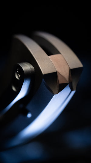 War Pig-F1 | Aged Bronze Anodized Scales | Black Anodized Accents | Flame Treated Backspacer