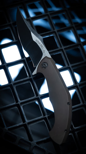 War Pig-F1 | Aged Bronze Anodized Scales | Black Anodized Accents | Flame Treated Backspacer