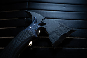 Blacktip Tomahawk Custom | Riptide Grind | Crystallized Titanium | Carbon Fiber | Domed 416SS Pins | Museum Fit up | Hand Rub Satin Spine
