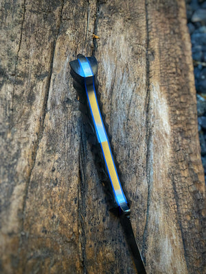 War Pig Custom - Scalloped Marble Carbon Fiber | Blue G10 Liners | Hand Rub Satin Finish Spine