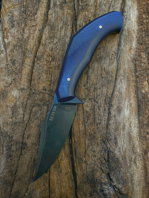 Reaver Custom | Exposed Grain Blue Richlite | Bronze Pins