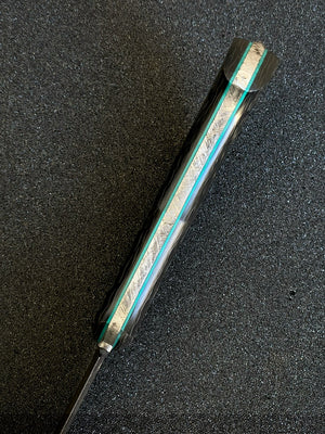 Reaver Custom | Carbon Fiber | Turquoise G10 Liners | Meteorite Spine | Bronze Pins