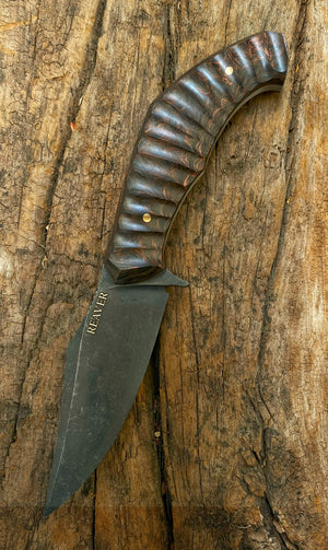 Reaver Custom | Scalloped Copper and Black Carbon Fiber | Bronze Pins | Hand Rub Satin Spine