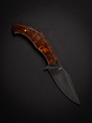 Reaver Custom | Desert Ironwood Burl | Red G-10 Liners | Bronze Pins | Seafoam Spine