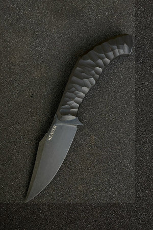 Reaver Custom | Exposed Grain Rock Pattern Black G10 | Bronze Pins