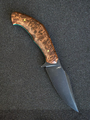 Reaver Custom | Redwood Burl | Turquoise G10 Liners | Seafoam Spine | Bronze Pins