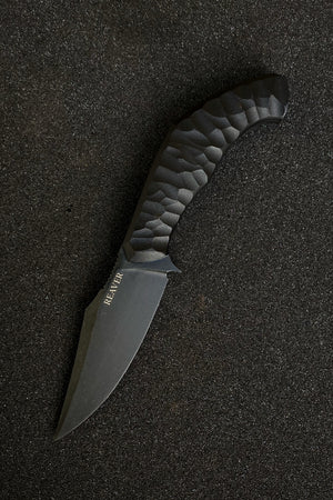 Reaver Custom | Exposed Grain Rock Pattern Black G10 | Bronze Pins