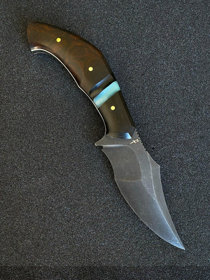 War Pig Custom | African Blackwood | Desert Ironwood | Scalloped Tiffany & Black G10 | White G10 Liners | Seafoam Spine | Bronze Pins