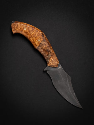 Warpig Custom | Amboyna Burl | Red G-10 Liners | Bronze Pins | Seafoam Spine