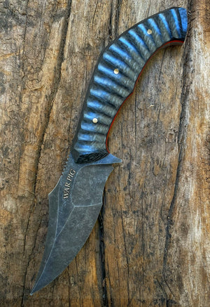 War Pig Custom | Scalloped Carbon Fiber | Red G10 Liners | Bronze Pins | Hand Rub Satin Spine