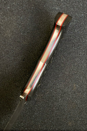 War Pig Custom | Carbon Fiber | Red G10 Liners | Bronze Pins | Seafoam Spine