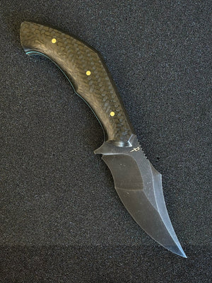 War Pig Custom | Carbon Fiber | Blue G10 Liners | Meteorite Spine | Bronze Pins