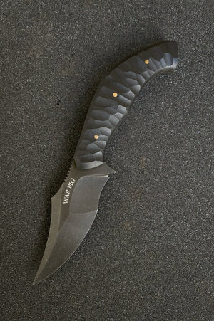 War Pig Custom | Exposed Grain Rock Pattern Black G10 | Bronze Pins