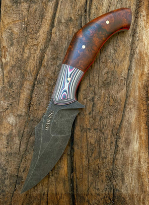 War Pig Custom | Fordite | Desert Ironwood Burl | Red G10 Liners | Bronze Pins | Hand Rub Satin Spine
