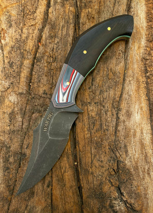 War Pig Custom | Fordite | African Blackwood | Tiffany Blue G10 Liners | Bronze Pins | Hand Rub Satin Spine