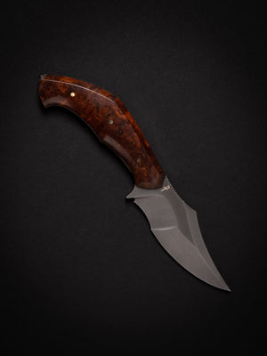 Warpig Custom | Desert Ironwood Burl | Ivory G-10 Liners | Bronze Pins | Seafoam Spine | Grind Lines