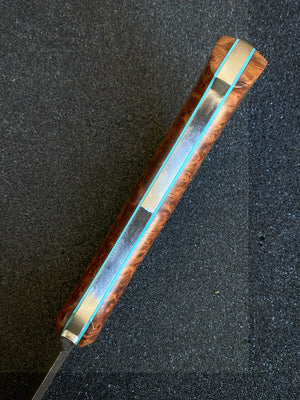 War Pig Custom | Redwood Burl | Blue G10 Liners | Seafoam Spine | Bronze Pins
