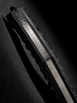 War Pig Custom | Scalloped Silver Carbon Fiber | Seafoam Spine | Bronze Pins
