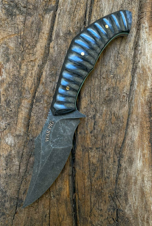War Pig Custom | Scalloped Marbled Carbon Fiber | Tiffany Blue G10 Liners | Bronze Pins | Hand Rub Satin Spine