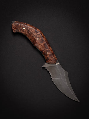 War Pig Custom | Redwood Burl | Turquoise G-10 Liners | Serrations | Bronze Pins | Seafoam Spine